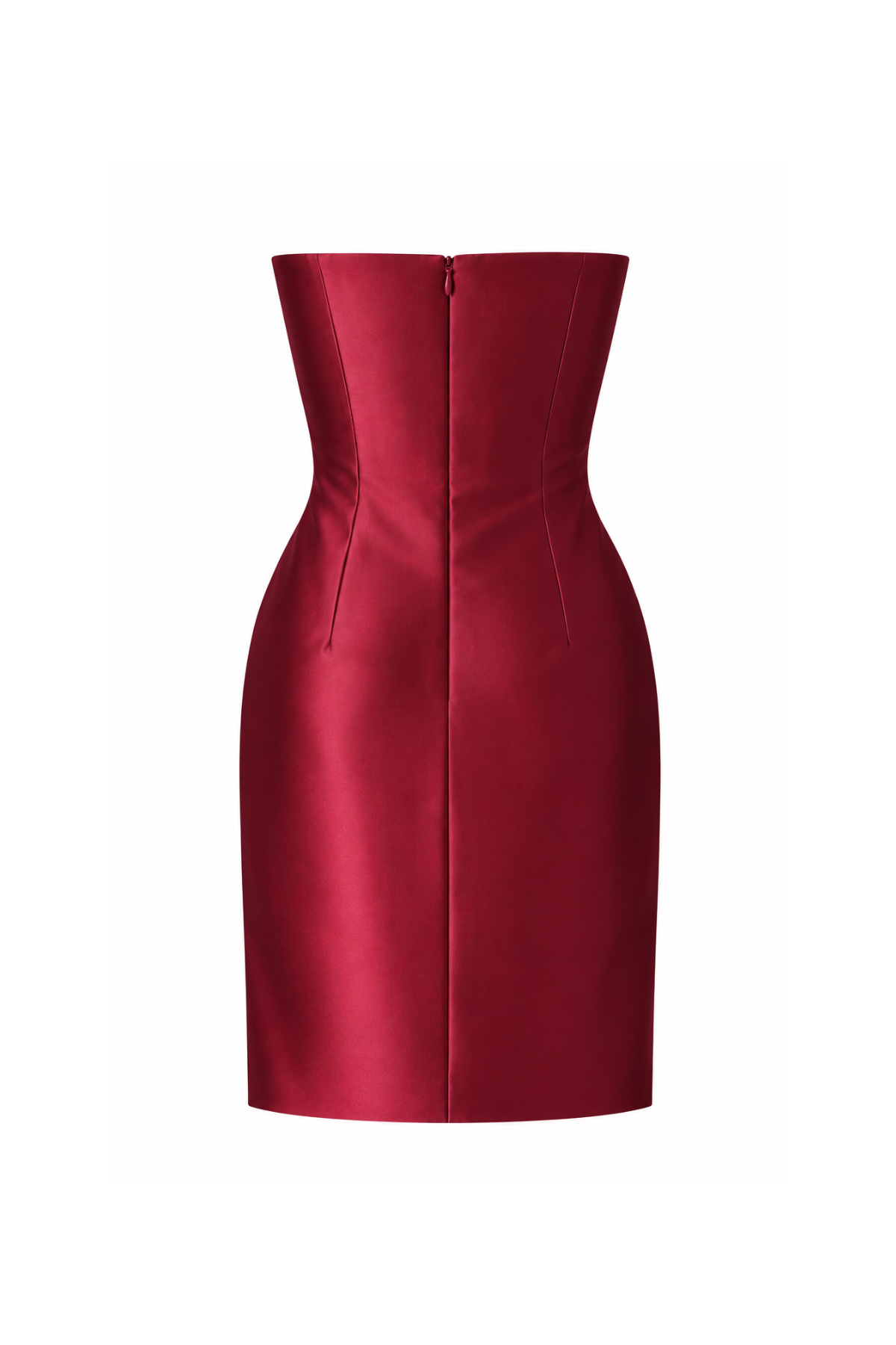 Burgundy Sculpted Bow Satin Mini Dress