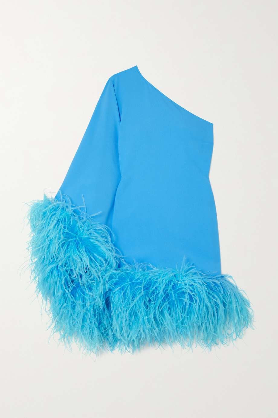 Turquoise Off-Shoulder Feather Dress