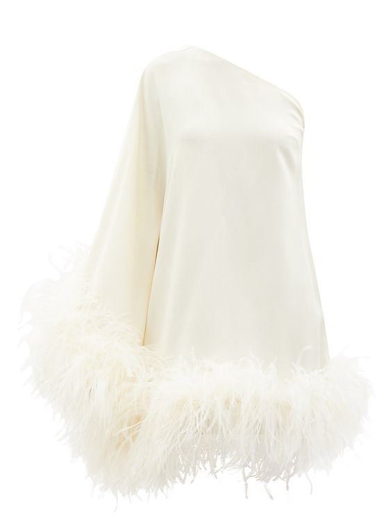 White Feathered Elegance Mini Dress