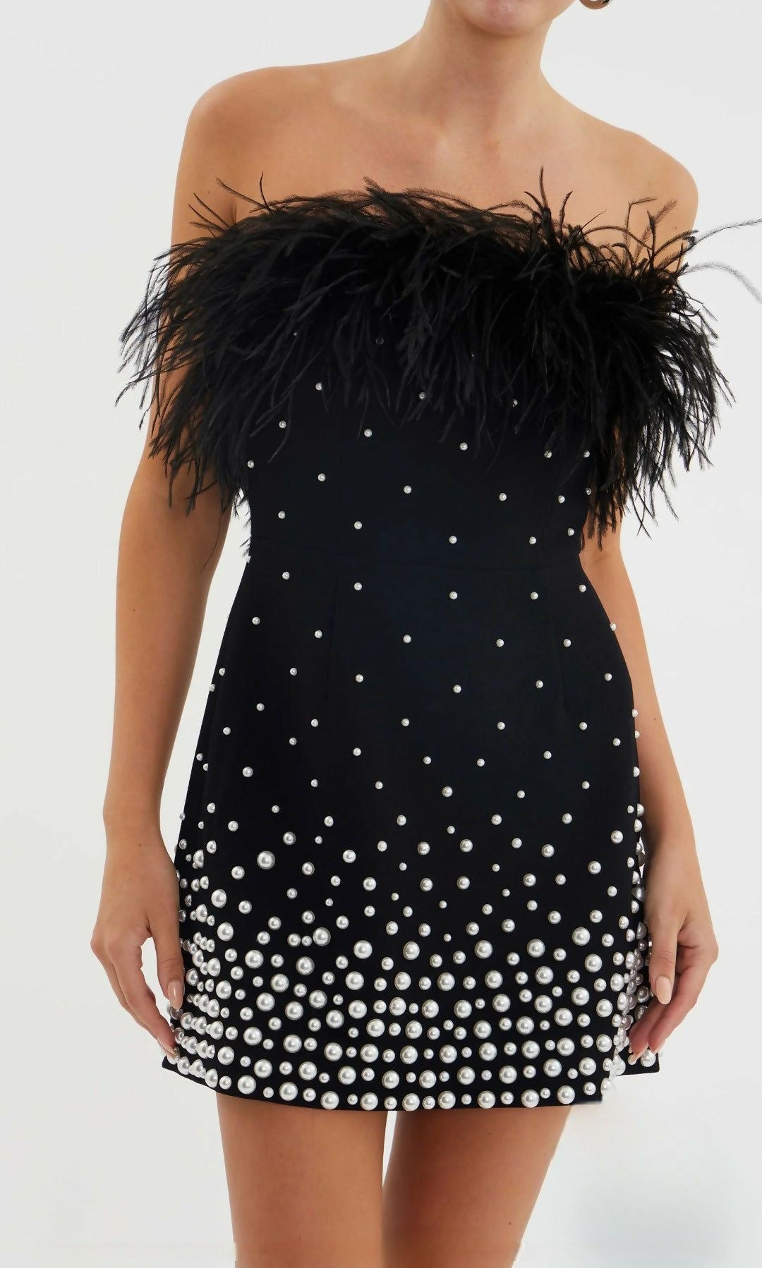 Pearl Embellish Feather Dress