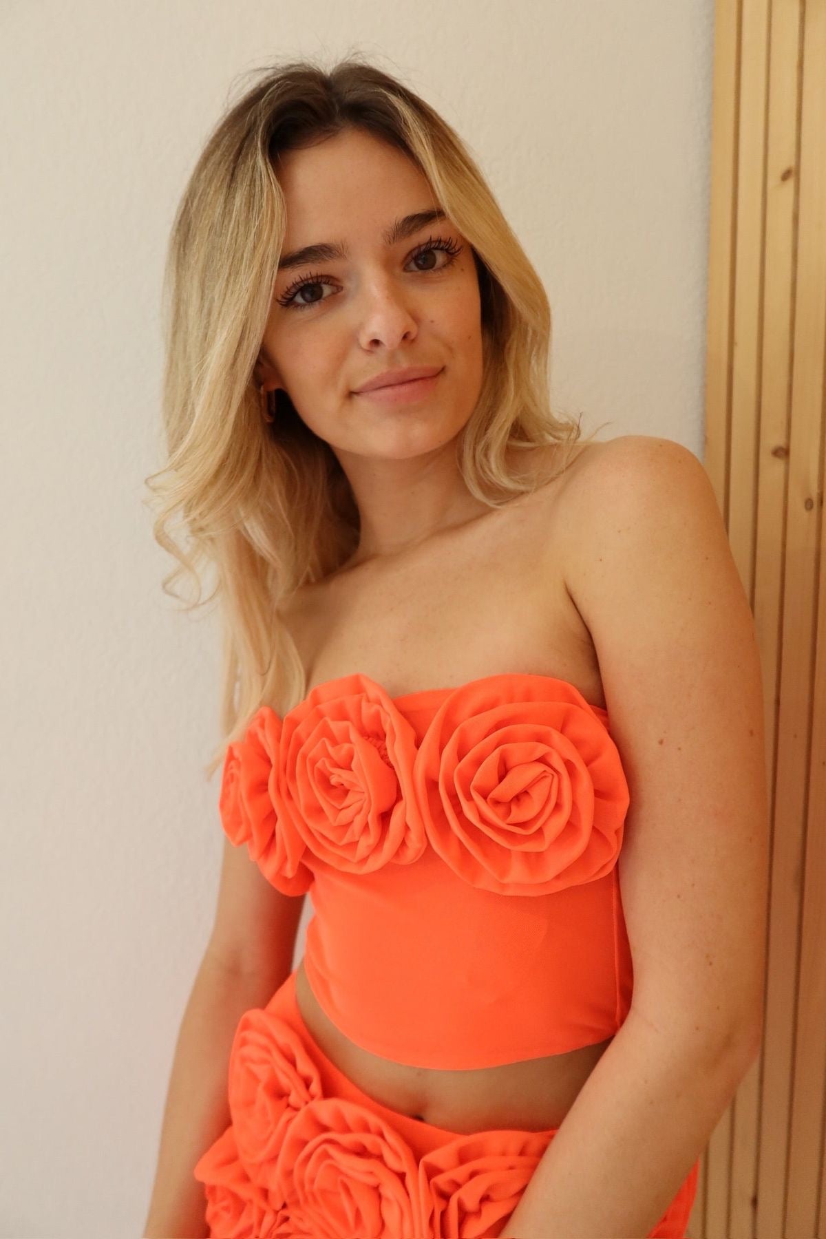 Rosette Top & Maxi Length Skirt