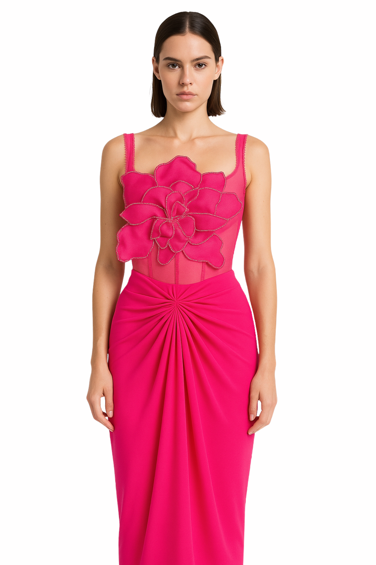 Exclusive 3D Flower corset with draped skirt
