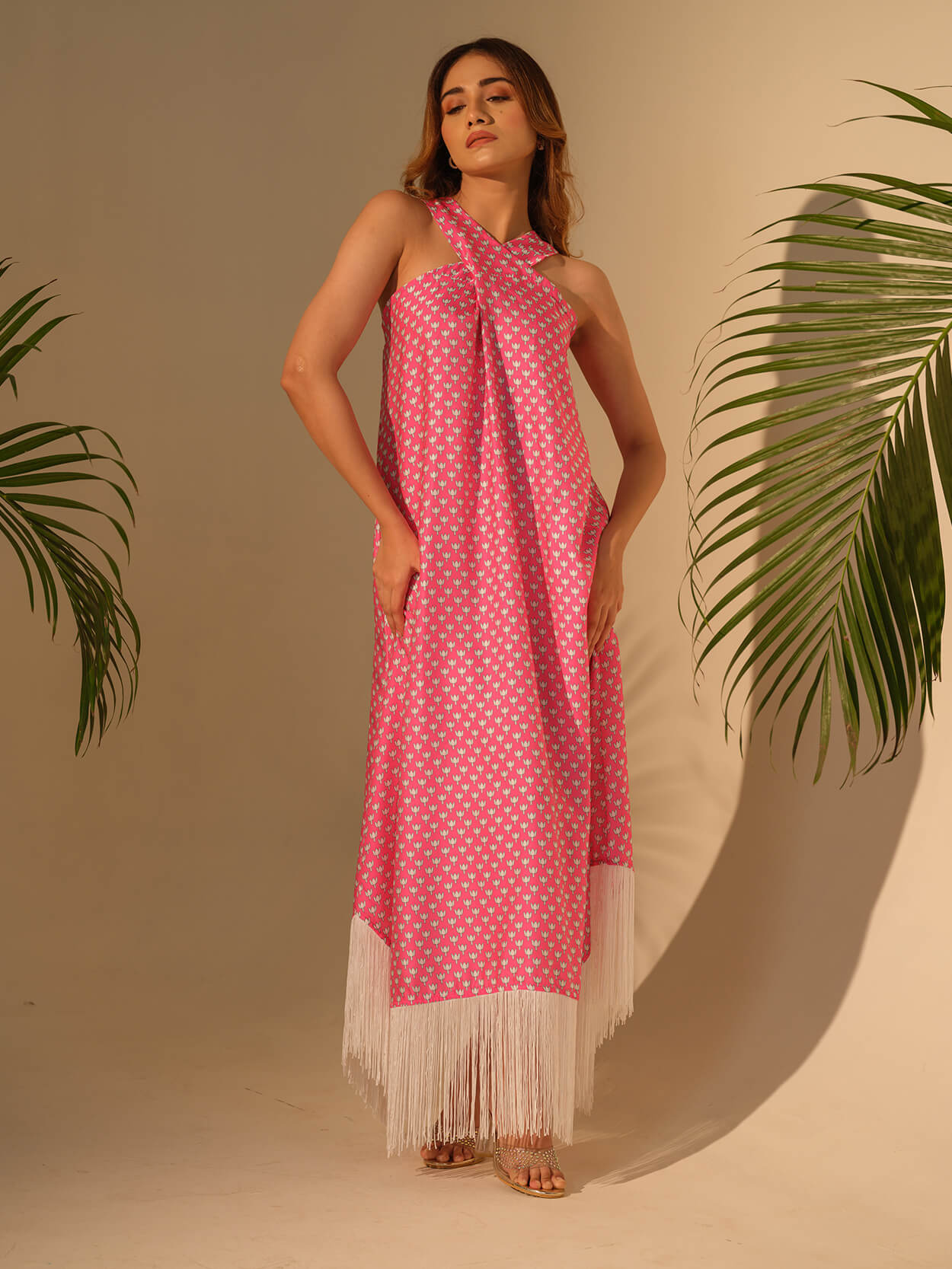 Gulabi Fringe Long Dress