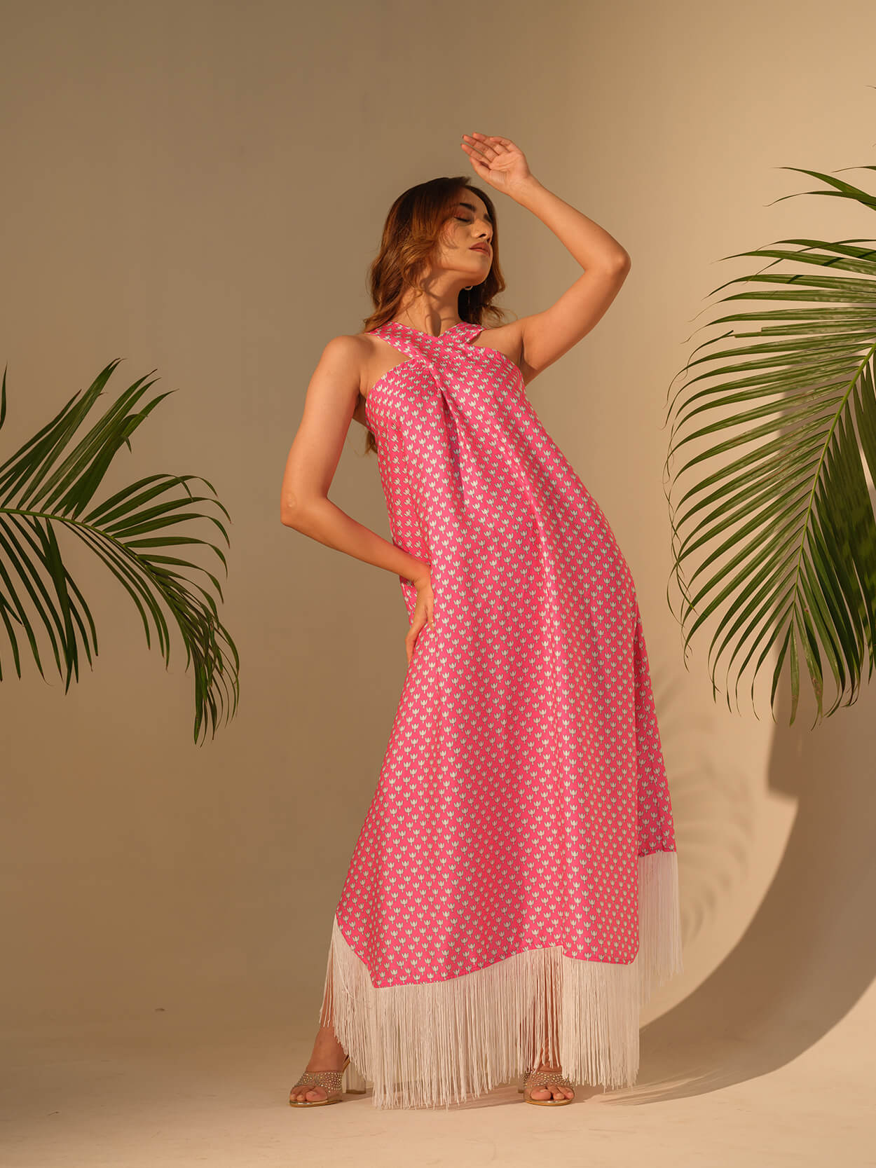 Gulabi Fringe Long Dress
