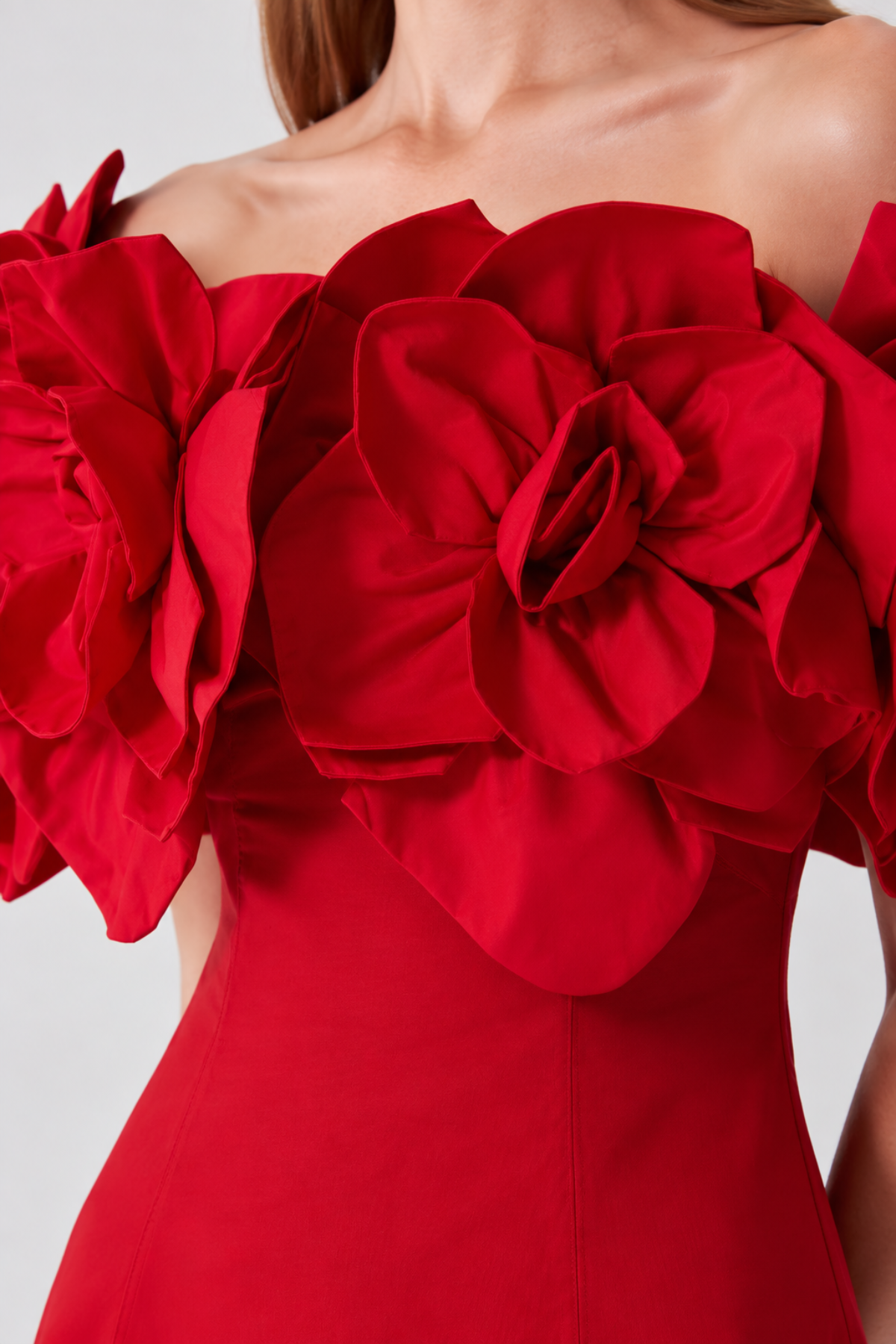 Crimson Rose Off-Shoulder Dress