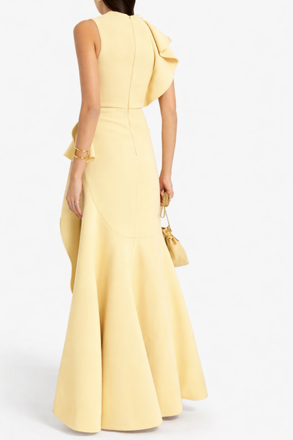 Exclusive Butter Yellow Draped Gown