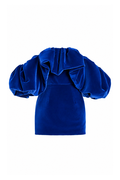 Royal Blue Velvet Off-Shoulder Dress