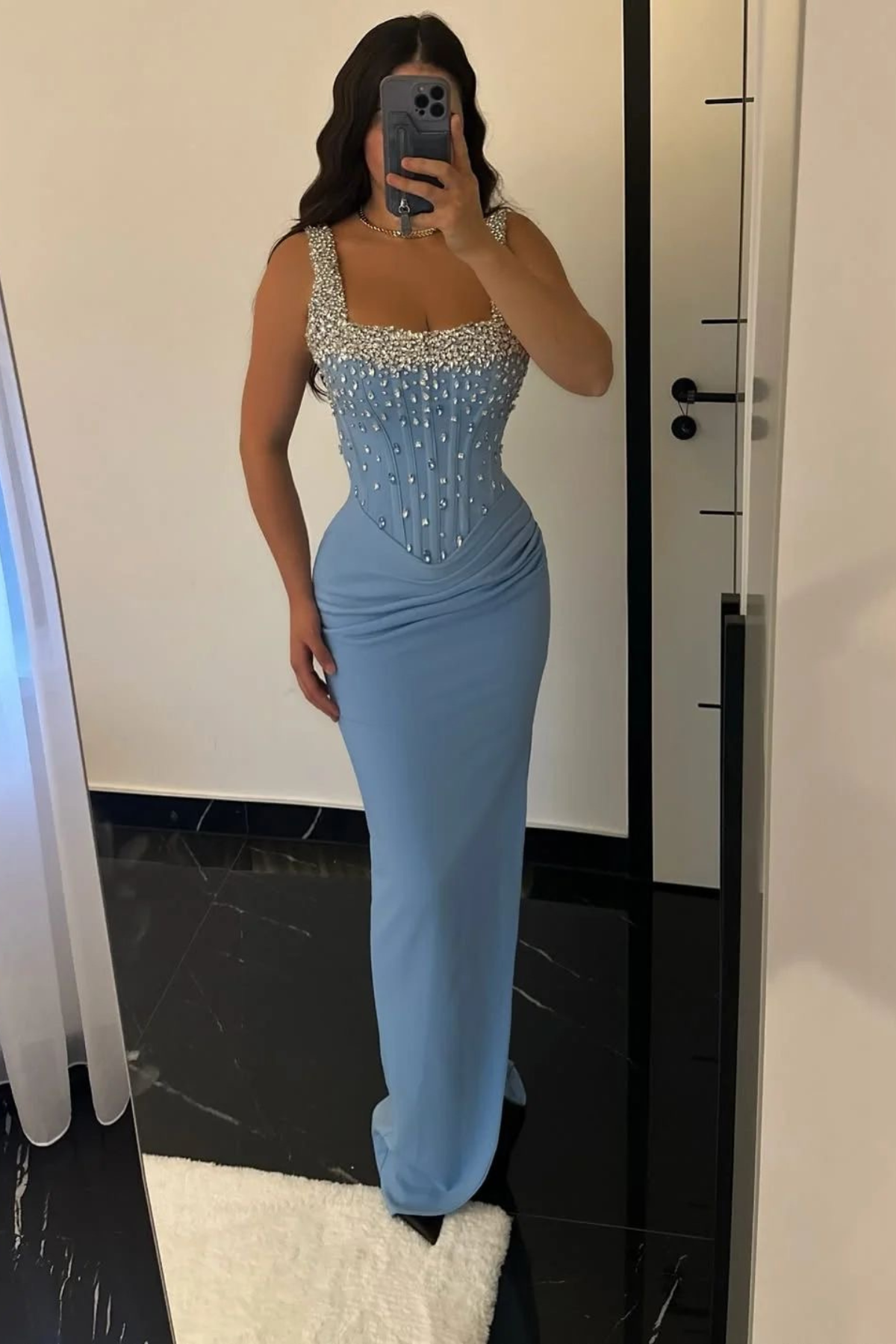 Powder blue embellishment dress