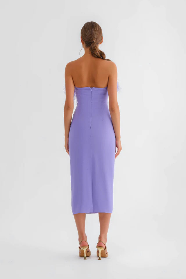 Lilac Feather Midi Dress
