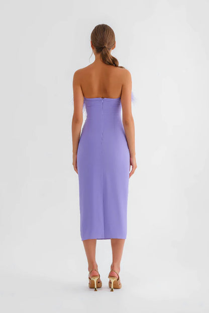 Lilac Feather Midi Dress