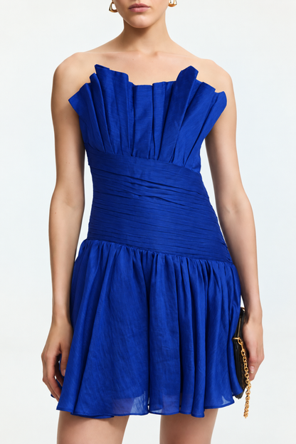Cobalt Royale Pleated Mini Dress