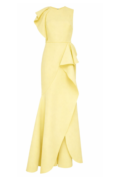Exclusive Butter Yellow Draped Gown