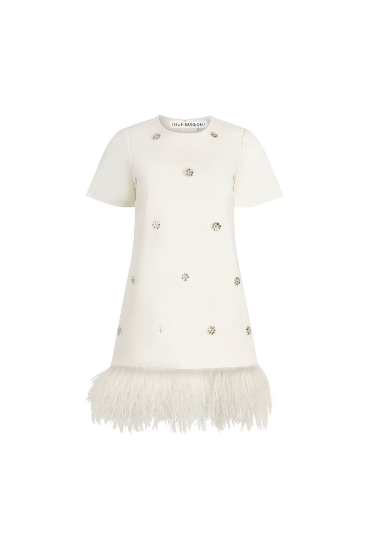 White Feather trim embellish dress