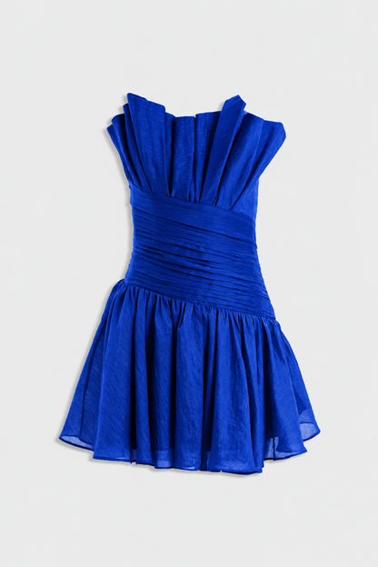 Cobalt Royale Pleated Mini Dress