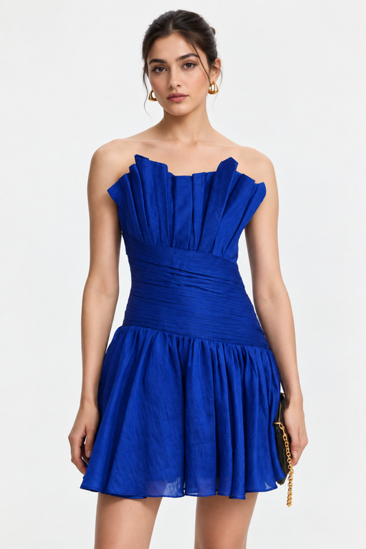 Cobalt Royale Pleated Mini Dress