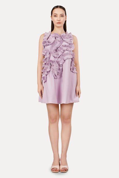 Lavender Frill Detail A-Line Dress