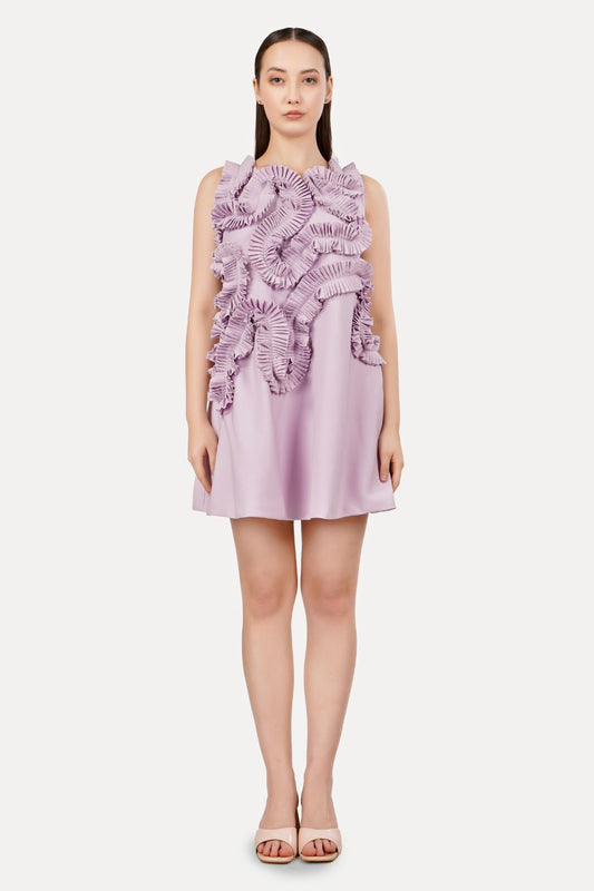 Lavender Frill Detail A-Line Dress