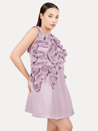 Lavender Frill Detail A-Line Dress