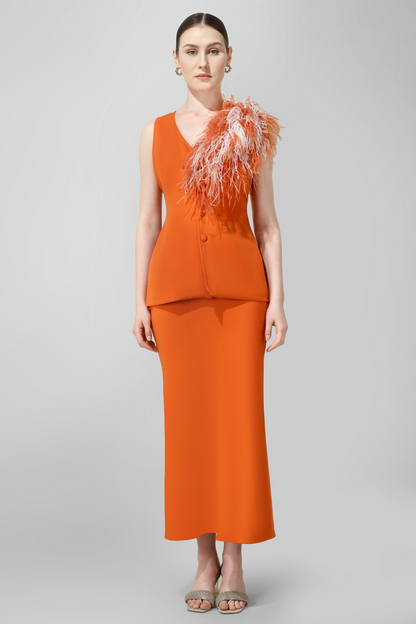 Tangerine Feather Accent Co-ord Set