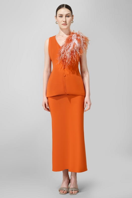 Tangerine Feather Accent Co-ord Set