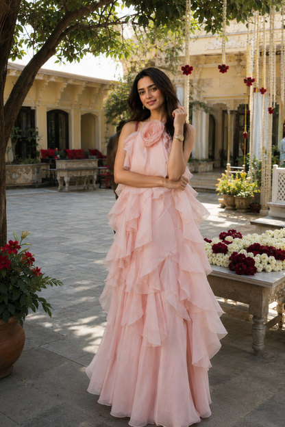 Ruffle layered gown