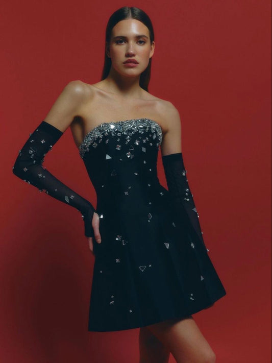 Crystal Bow Off-Shoulder Mini Dress – TheFigureOut
