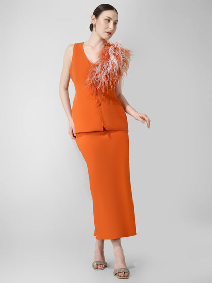 Tangerine Feather Accent Co-ord Set