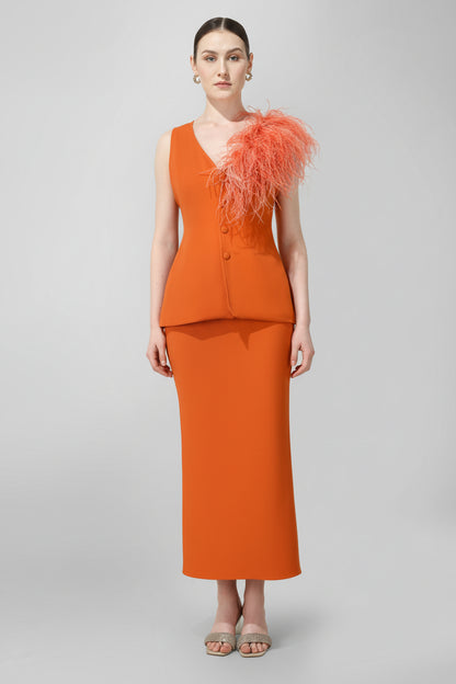 Tangerine Feather Accent Co-ord Set