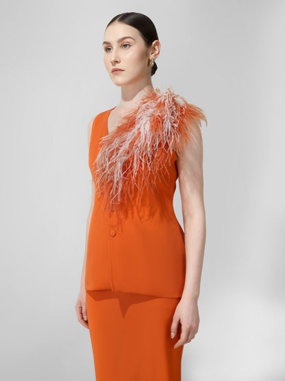 Tangerine Feather Accent Co-ord Set