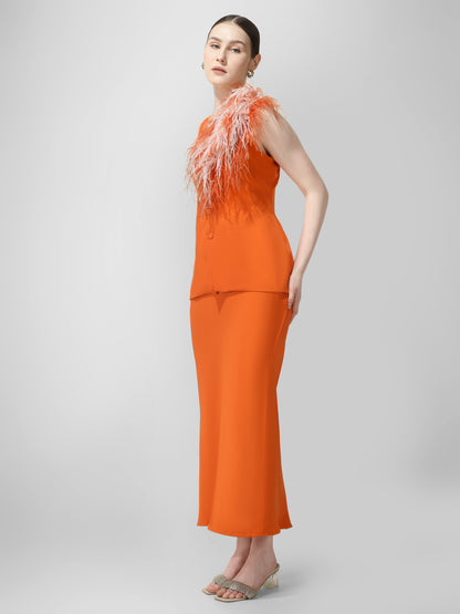Tangerine Feather Accent Co-ord Set