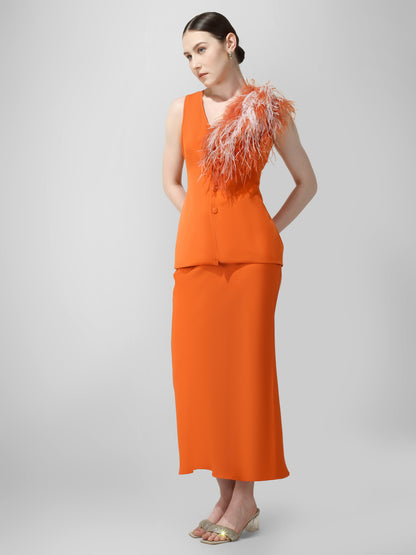 Tangerine Feather Accent Co-ord Set