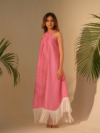 Gulabi Fringe Long Dress