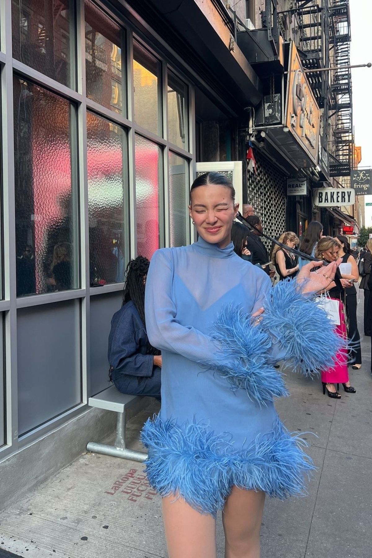 Exclusive Feather Trim Dress