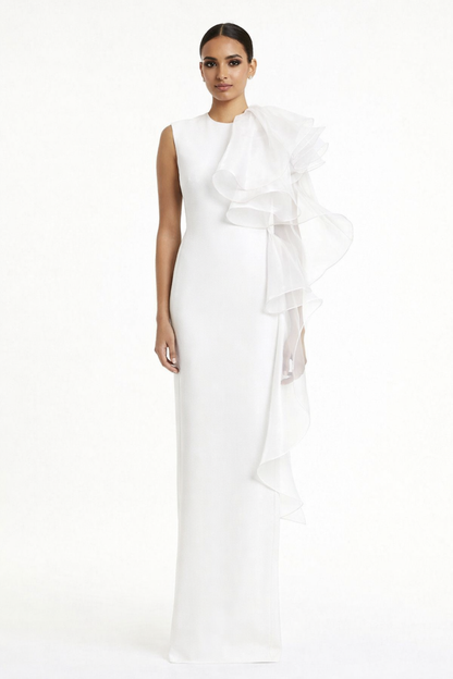 Ivory Organza Ruffle Dress