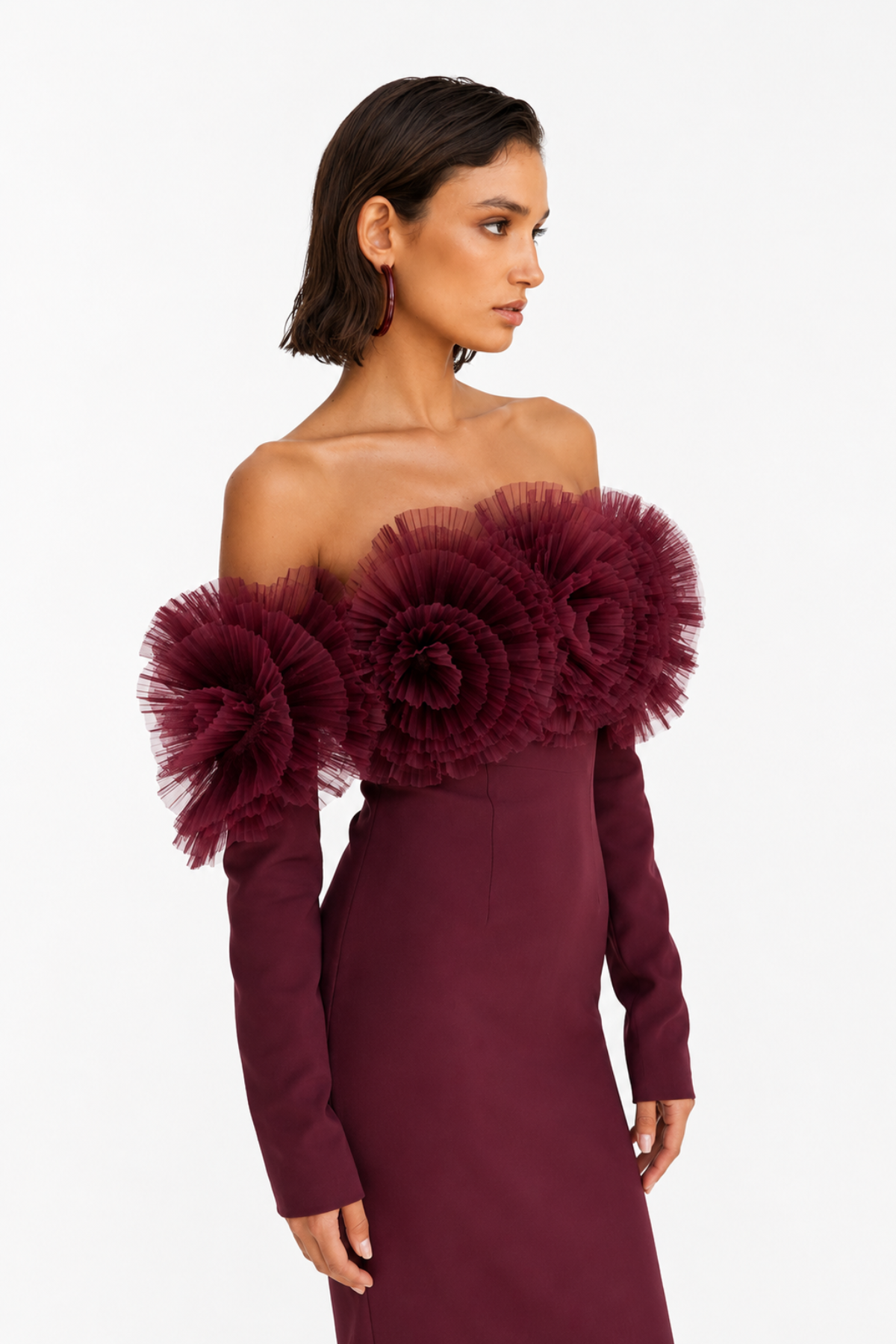 Tulle Bloom Off-shoulder Dress