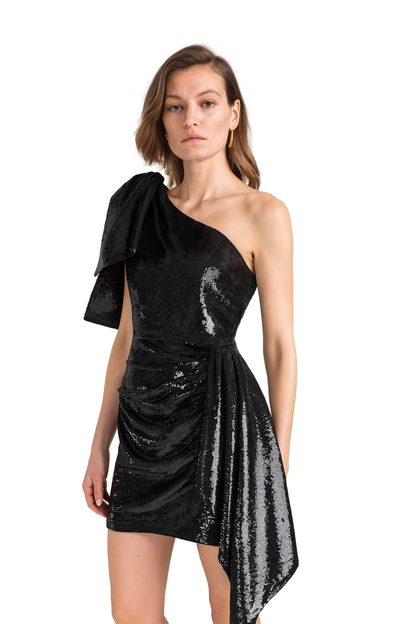 Black Starlight One-Shoulder Dress