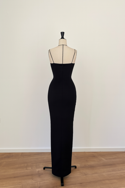 Lustrous Black Wave Tube Dress