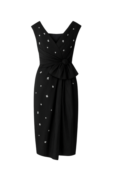 Regal Black Bow Embellished Dress