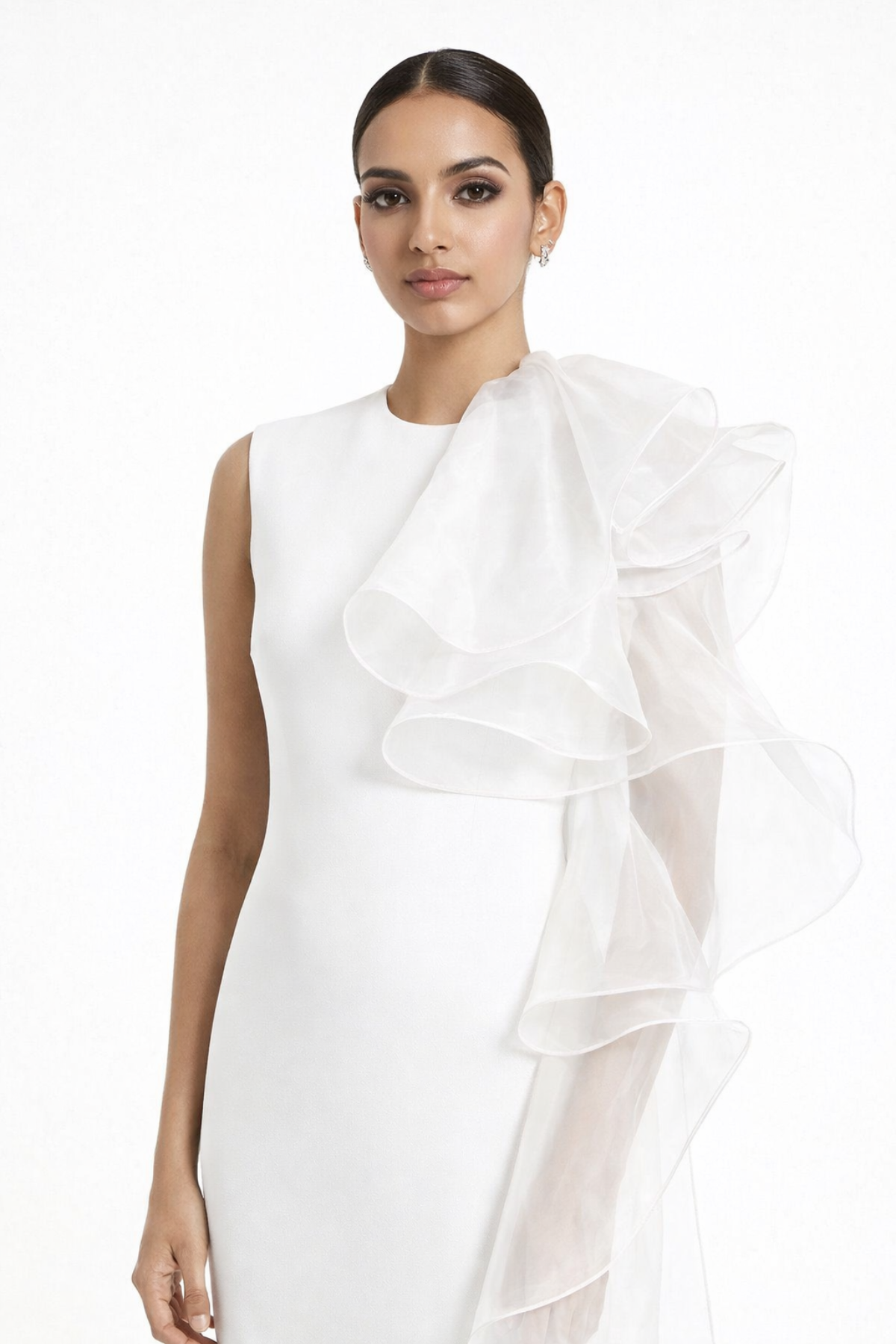 Ivory Organza Ruffle Dress