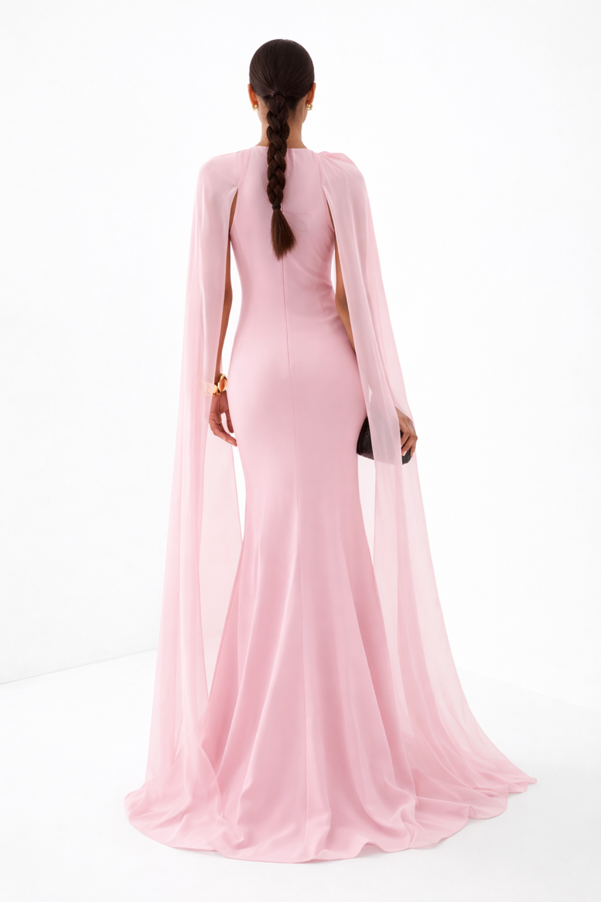 Blush Petal Cape Gown