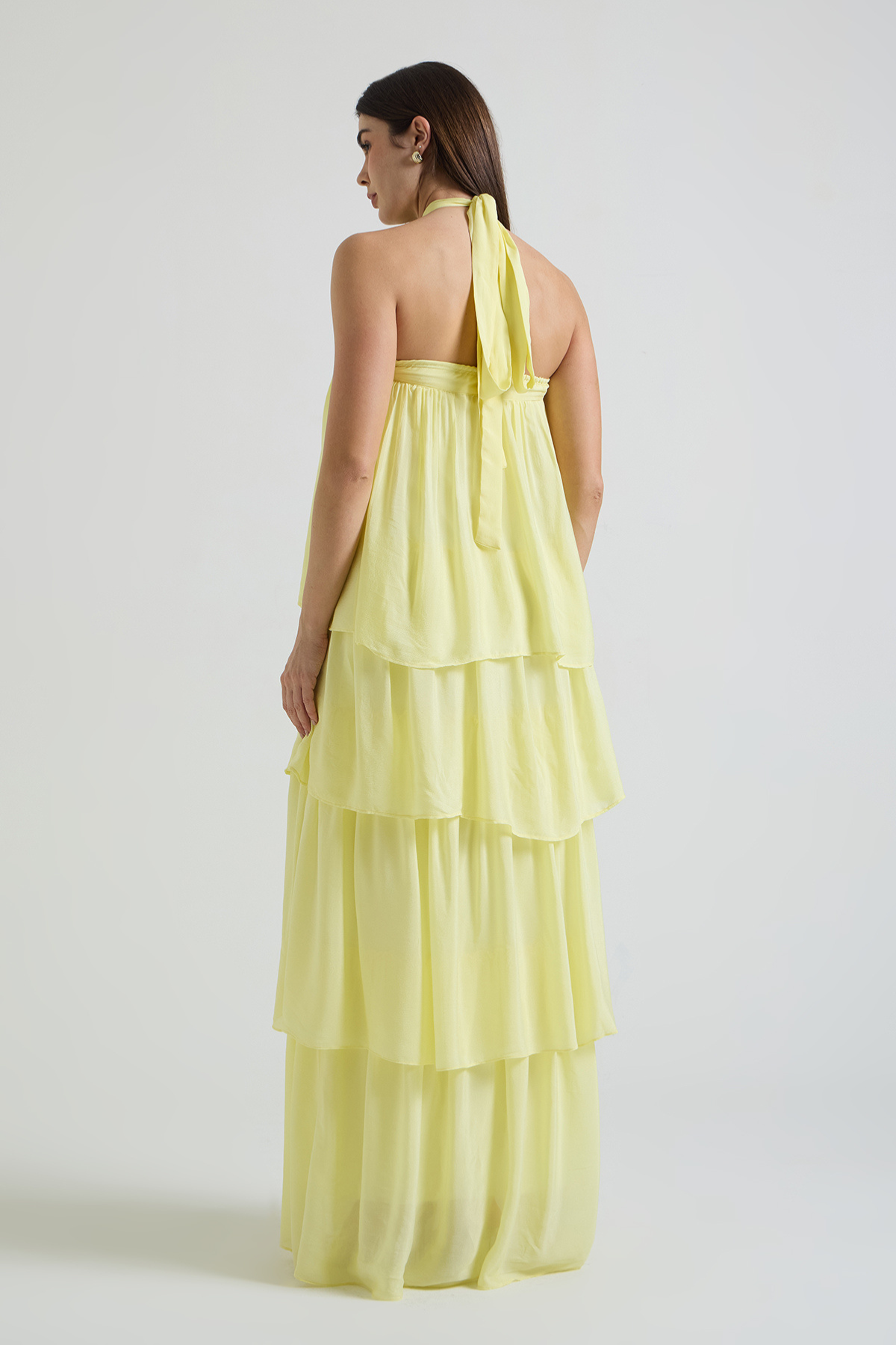Butter Glow Tiered Halter Maxi Dress