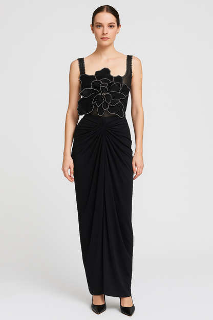 Exclusive 3D Flower corset with draped skirt