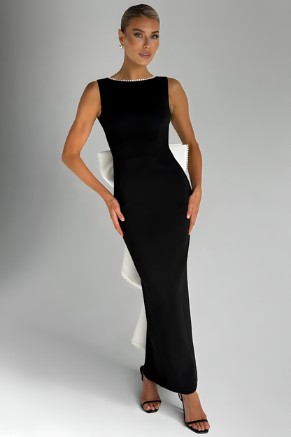 Pearl Bow Elegance Column Gown