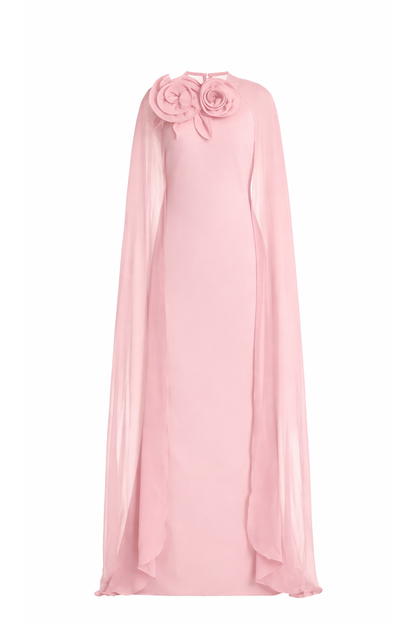 Blush Petal Cape Gown