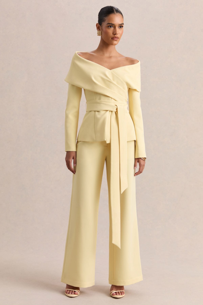 Butter Yellow Off-Shoulder Co-Ord Set