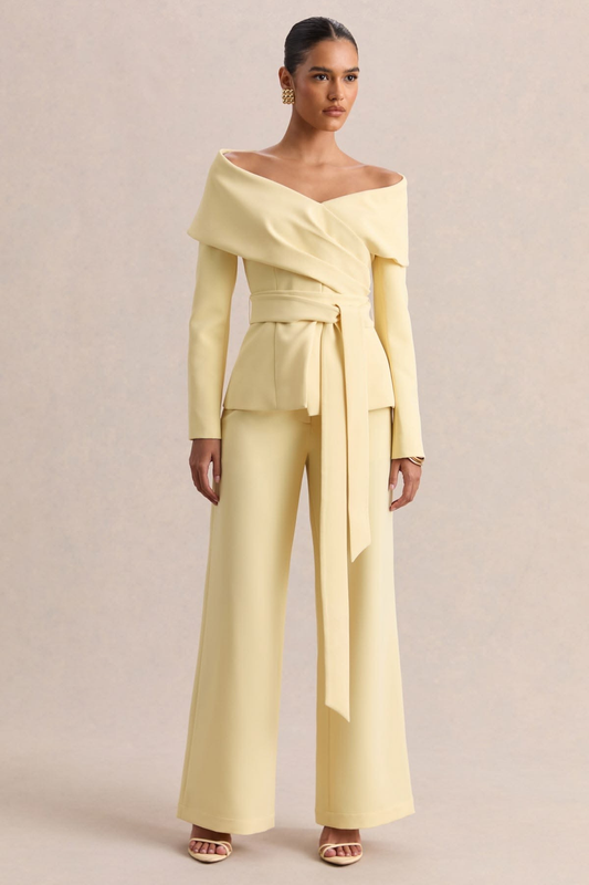 Butter Yellow Off-Shoulder Co-Ord Set