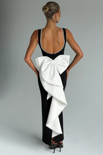 Pearl Bow Elegance Column Gown