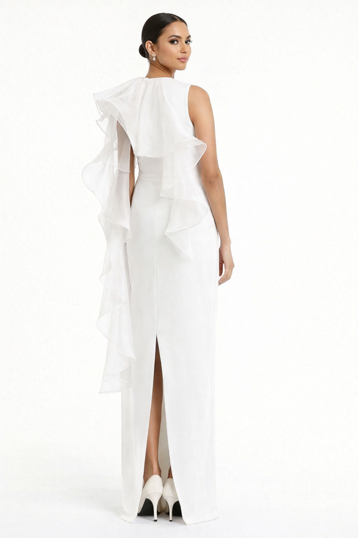 Ivory Organza Ruffle Dress