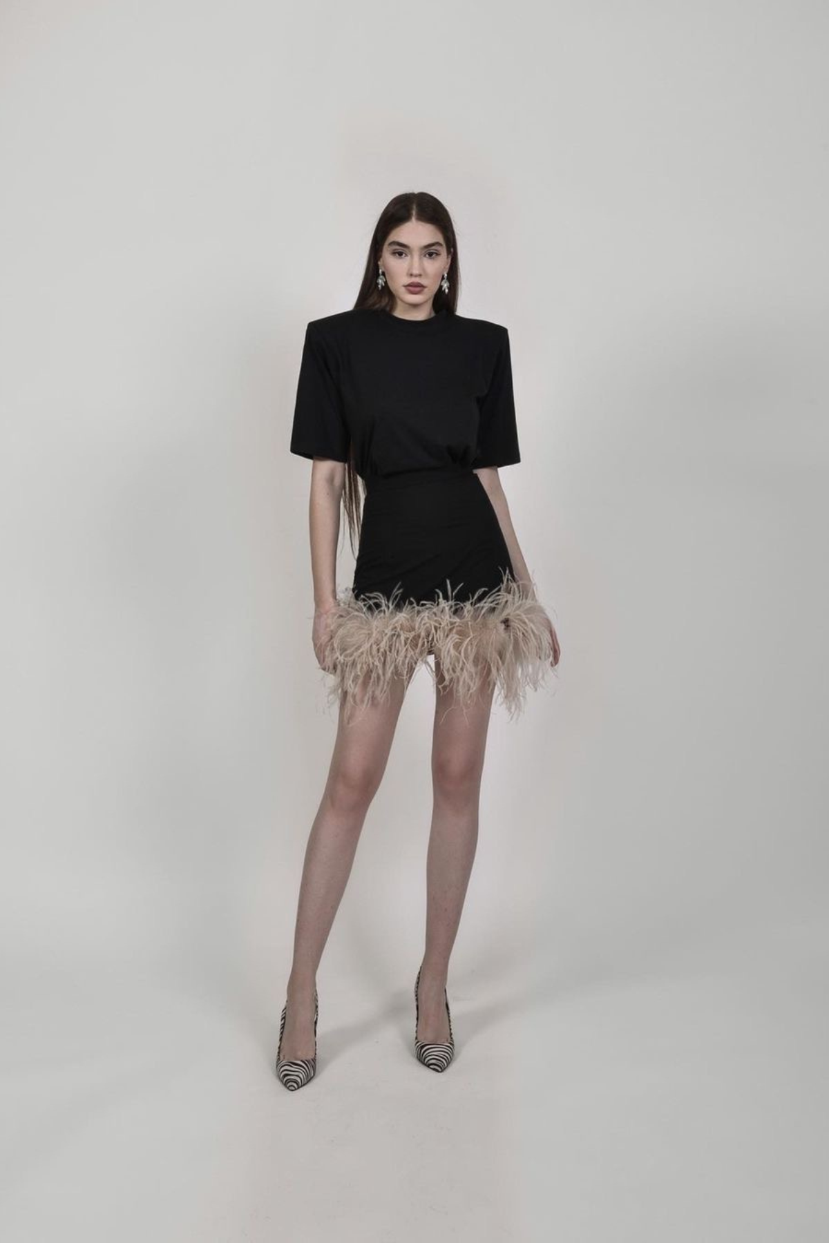 Noir Feather Black Dress