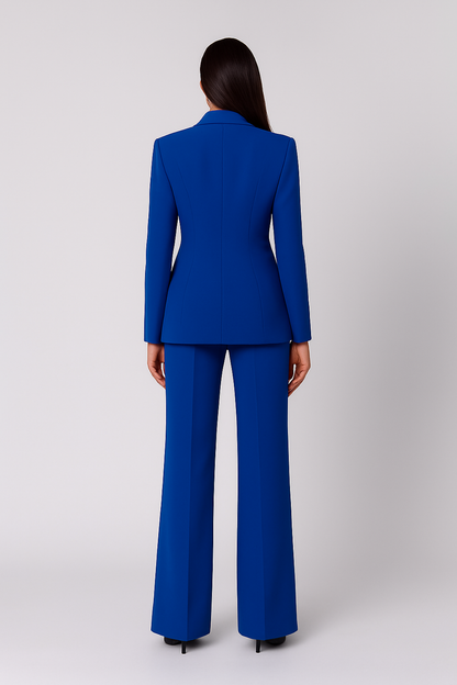 Royal Sapphire Statement Rose Blazer Set